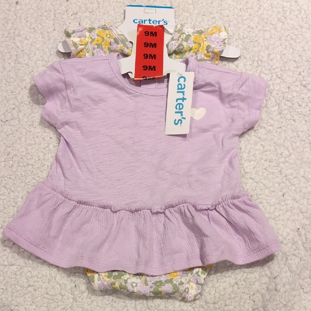 9M: 2 Piece Carter's Purple Baby Dress Set